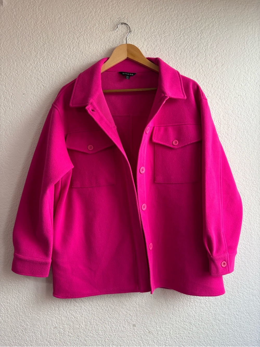 Strut & Bolt Hot Pink Button-Front Jacket Size Medium Large